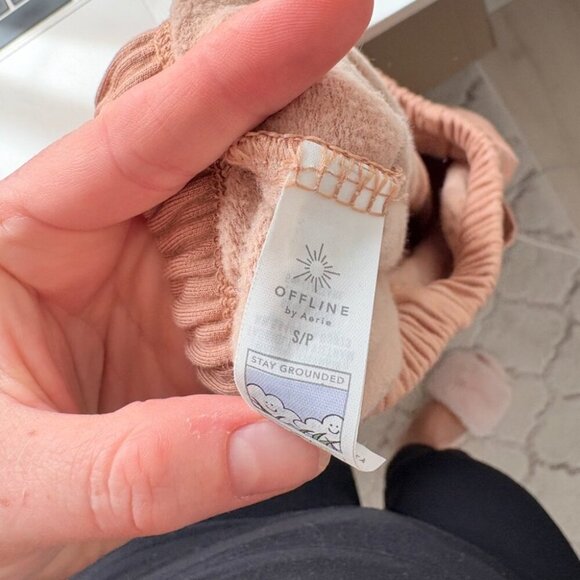 Aerie Offline Ott Fleece Super Wide Leg Lounge Sweat Pant Beach Tan Size Small - Picture 9 of 11